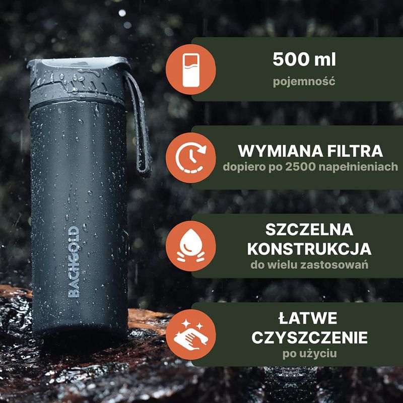 Туристическа бутилка с филтър Bachgold Selfpress Waterfilter 500 ml white 3
