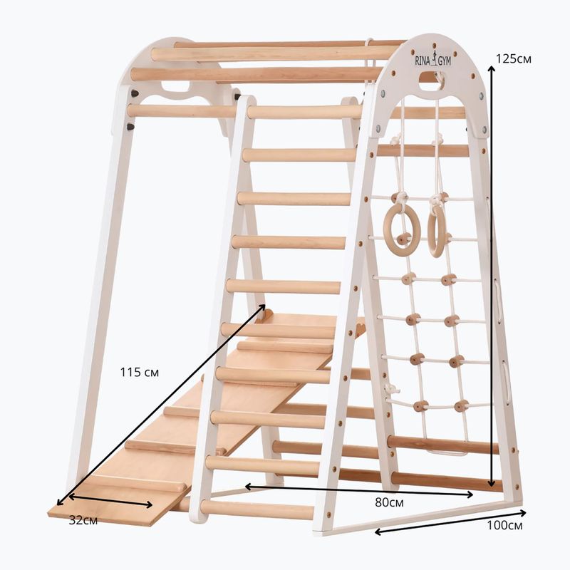 Дървен триъгълник за гимнастика RINAGYM Kids 2 бял 5