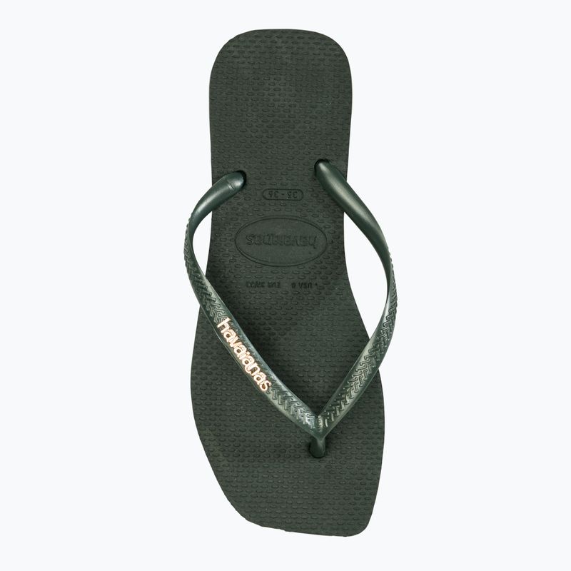 Дамски джапанки Havaianas Square Logo Metallic green olive 5
