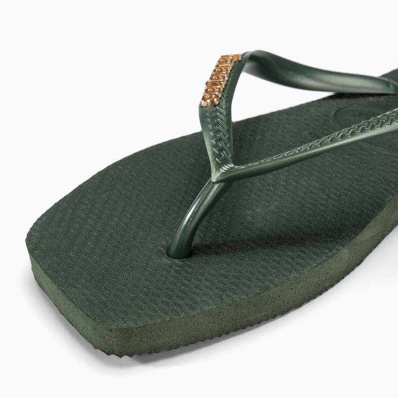 Дамски джапанки Havaianas Square Logo Metallic green olive 7