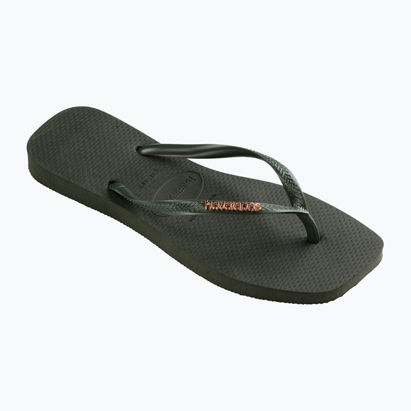 Дамски джапанки Havaianas Square Logo Metallic green olive 8