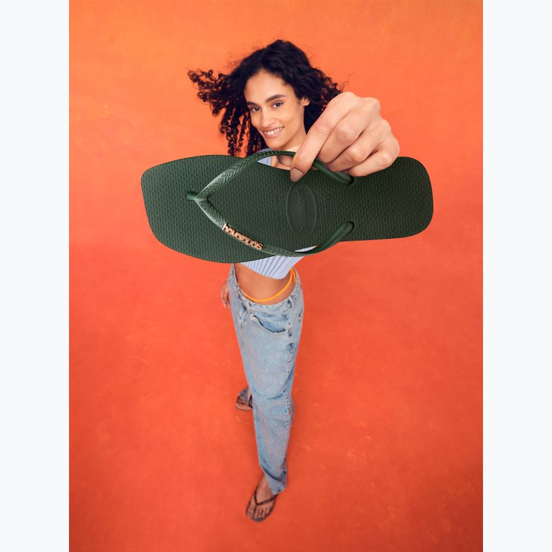 Дамски джапанки Havaianas Square Logo Metallic green olive 14