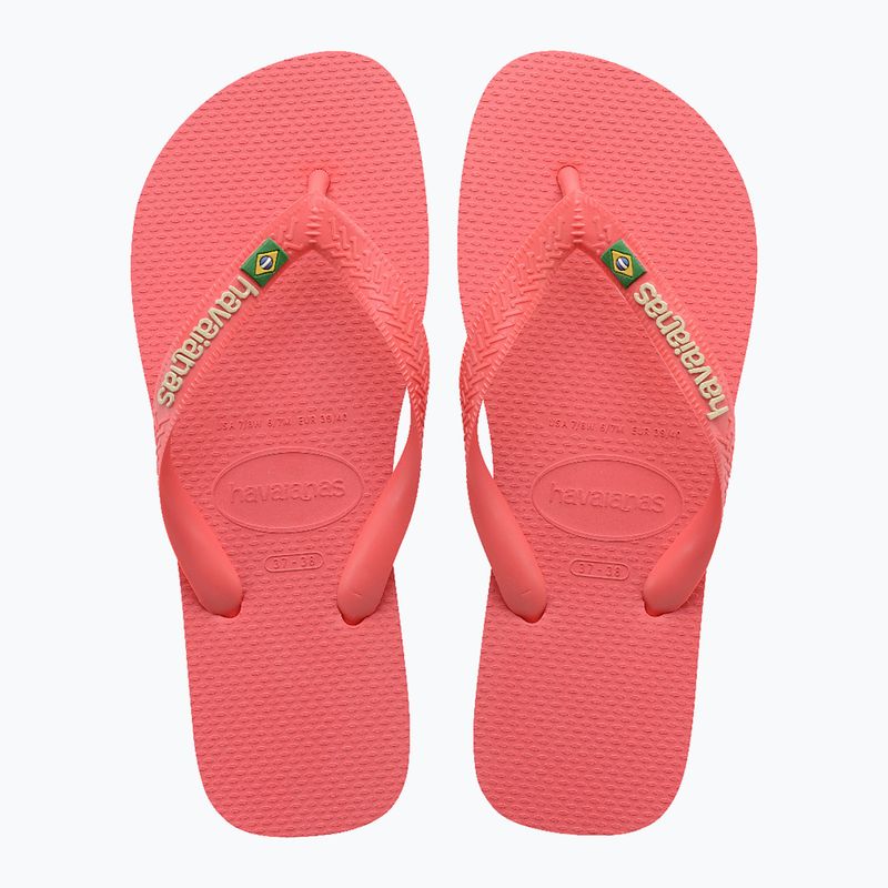 Havaianas Brasil Лого тропически коралови джапанки 4