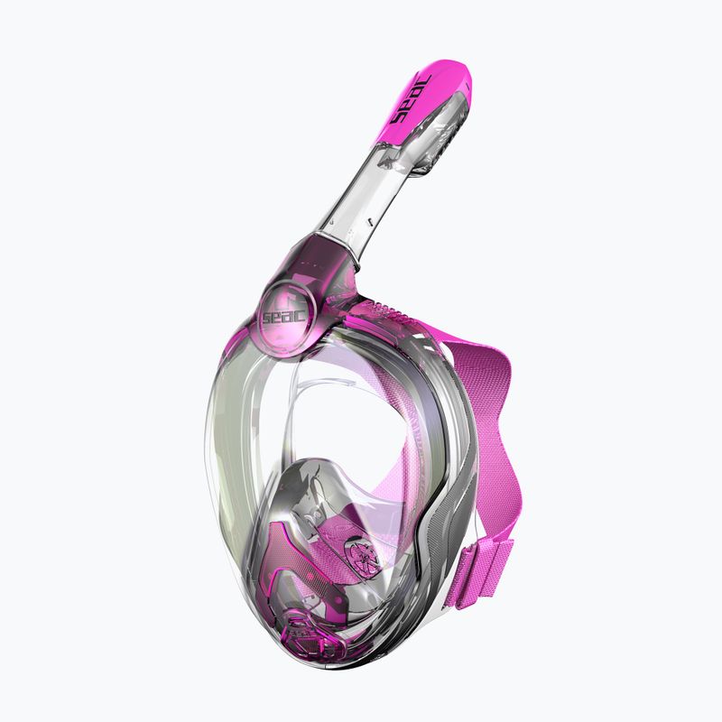 Детска целолицева маска за шнорхелинг SEAC Magica black silicone/pink