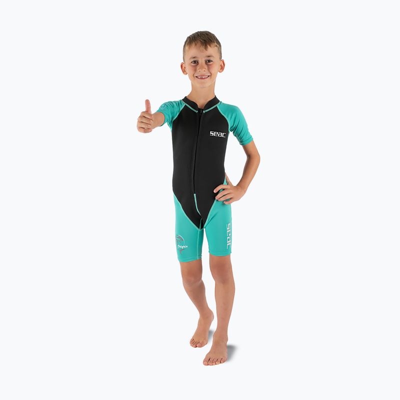 Детски неопренов костюм за плуване SEAC Dolphin Shorty 1,5 mm black/tiffany 3