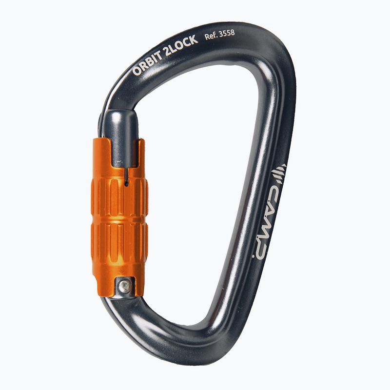 Карабинер за катерене CAMP Orbit 2Lock gun metal/orange