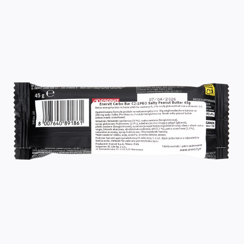 Енергийно барче Enervit Carbo Bar C2:1 Pro 45g salty peanut butter 2