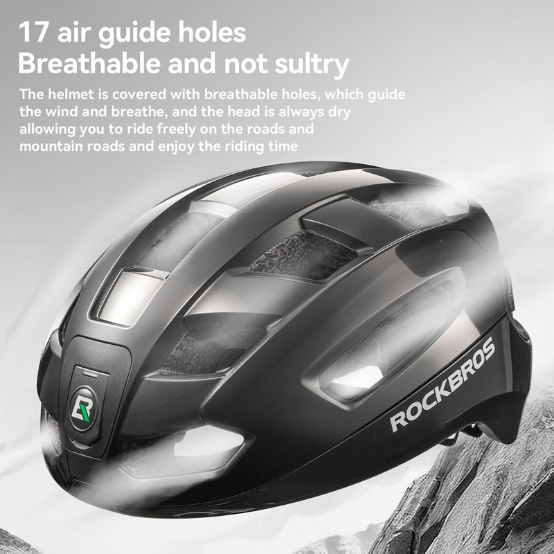 Велосипедна каска Rockbros 100036001 With Remote Control and Warning Light black 2