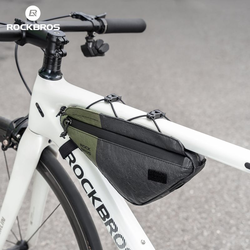 Чанта за велосипедна рамка Rockbros 30180033001 Eco-Friendly 2in1Bike Frame Bag with Shoulder Strap black/green 2