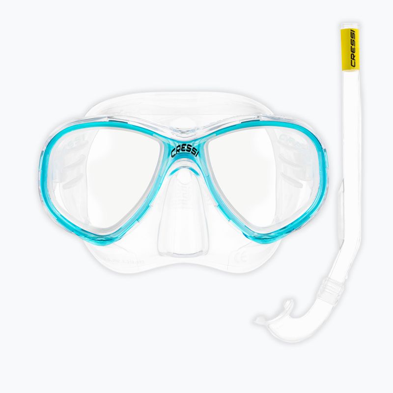 Детски комплект за шнорхелинг Cressi Perla Jr + Minigringo clear/aquamarine 2