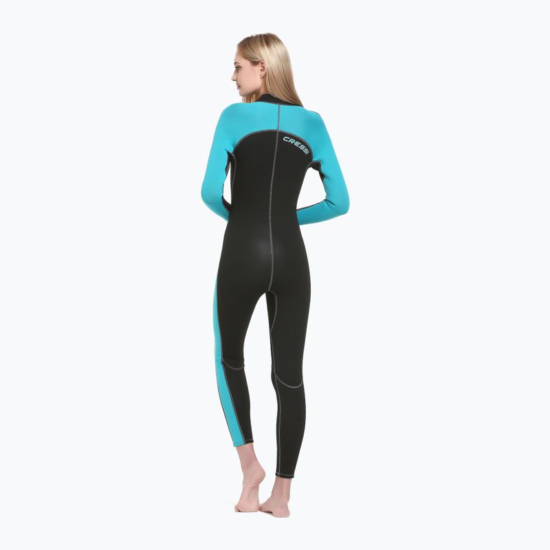 Дамски неопренов костюм за плуване Cressi Lido Monopiece 2 mm black/aquamarine 2