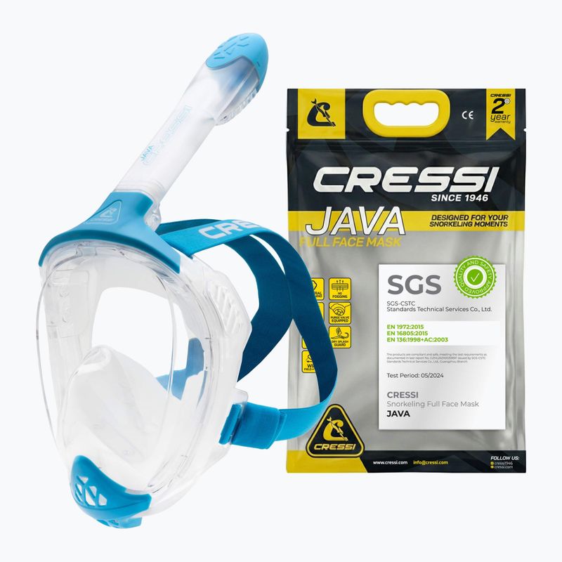 Mаска за цяло лице за шнорхелинг Cressi Java Full Face clear/blue 8