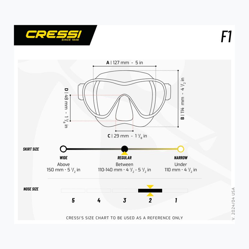Cressi F1 Малка тюркоазена маска за гмуркане 6