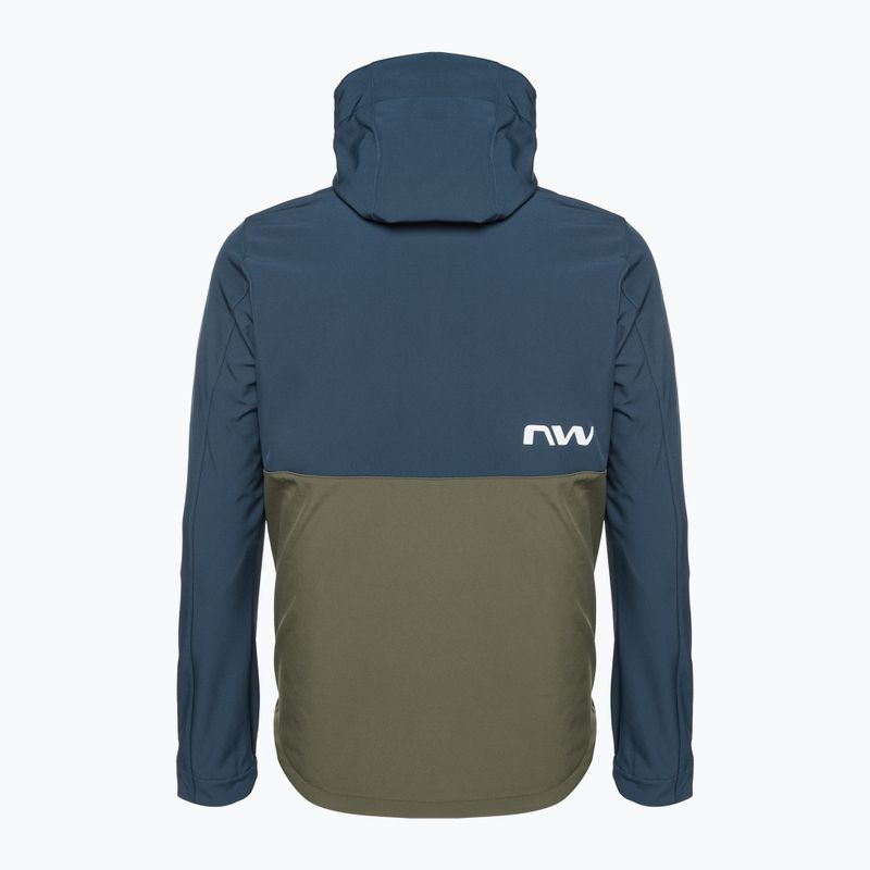 Мъжко яке за колоездене Northwave Easy Out Softshell тъмно синьо / горско зелено 2