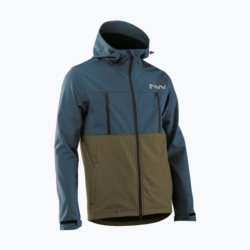 Мъжко яке за колоездене Northwave Easy Out Softshell тъмно синьо / горско зелено 5