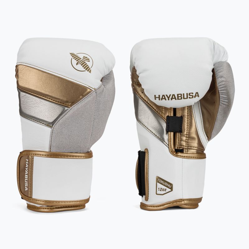 Hayabusa T3 бели/златни боксови ръкавици 2