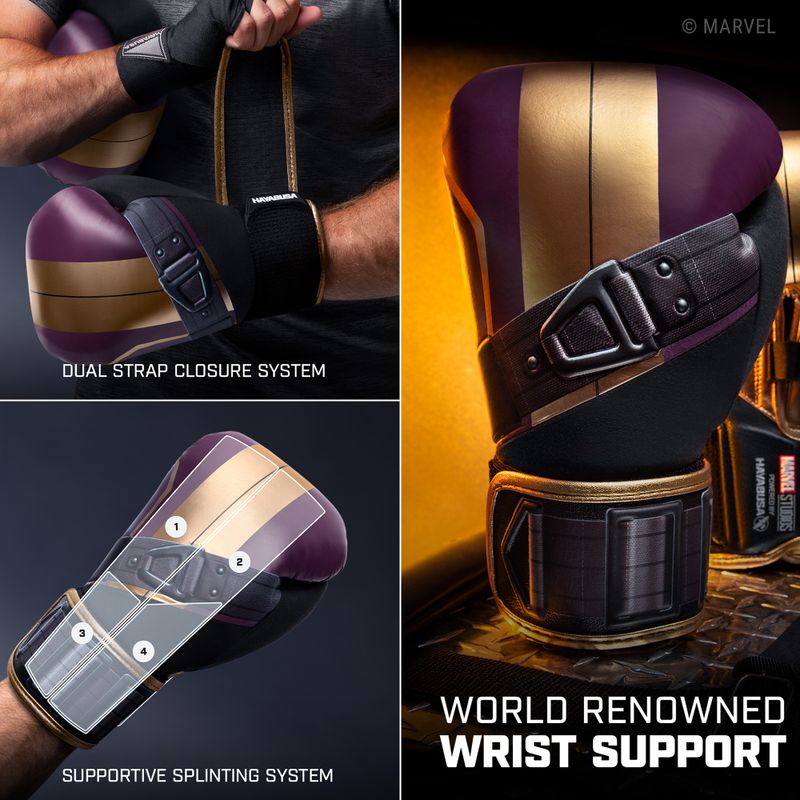 Hayabusa Батрок на Marvel лилави/златни боксови ръкавици 16