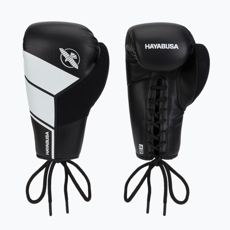 Hayabusa S4 Lace Up боксови ръкавици бели S4LACBG-BK 3