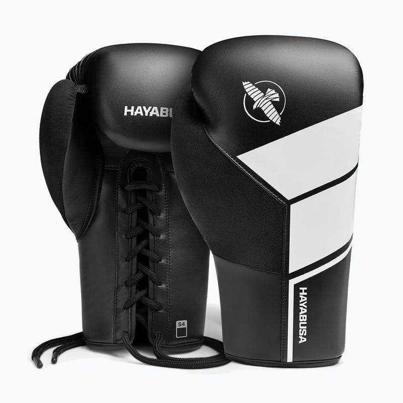 Hayabusa S4 Lace Up боксови ръкавици бели S4LACBG-BK 8