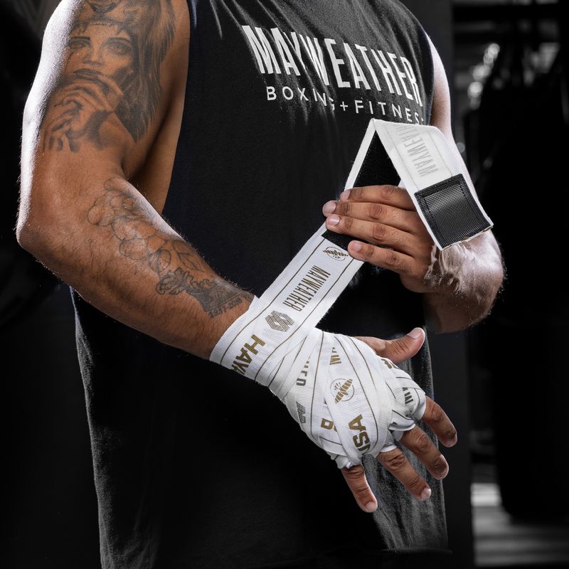 Боксови превръзки Hayabusa Mayweather Stretch Hand Wraps 450 cm white/gold boxing wraps 6