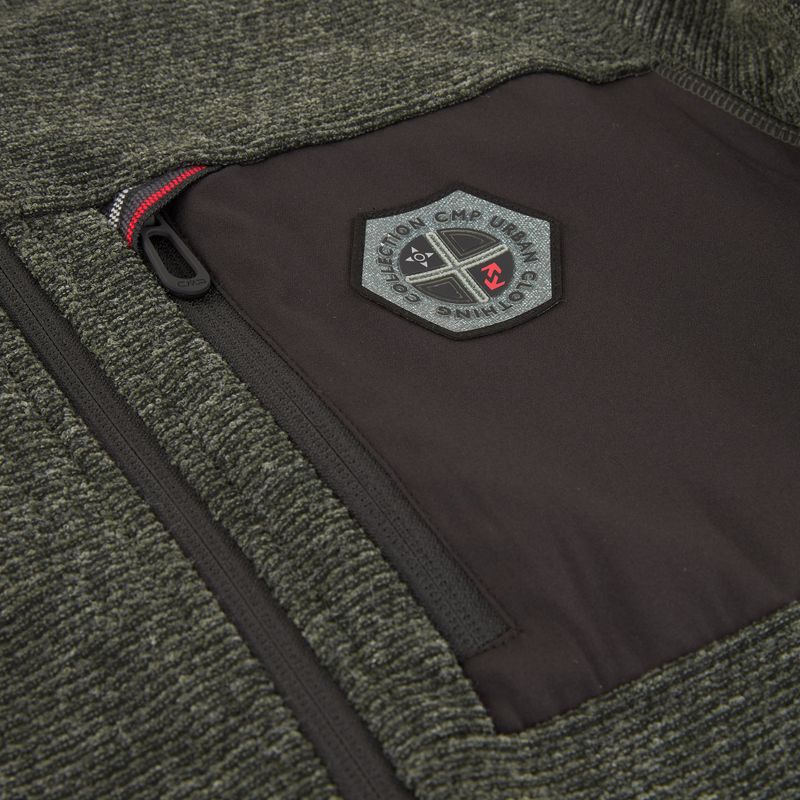 Мъжки суитшърт от полар CMP 35H3907 Melange Knitted forest melange/nero/ferrari 4