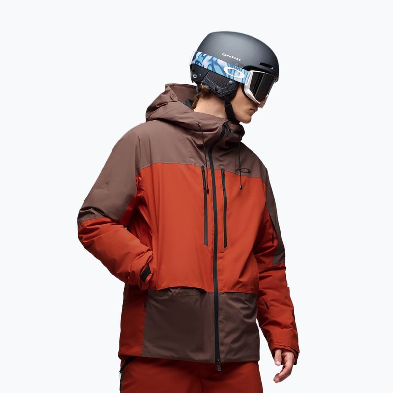 Мъжко скиорско яке Oakley Canopy Pro Insulated dark umber/flame red