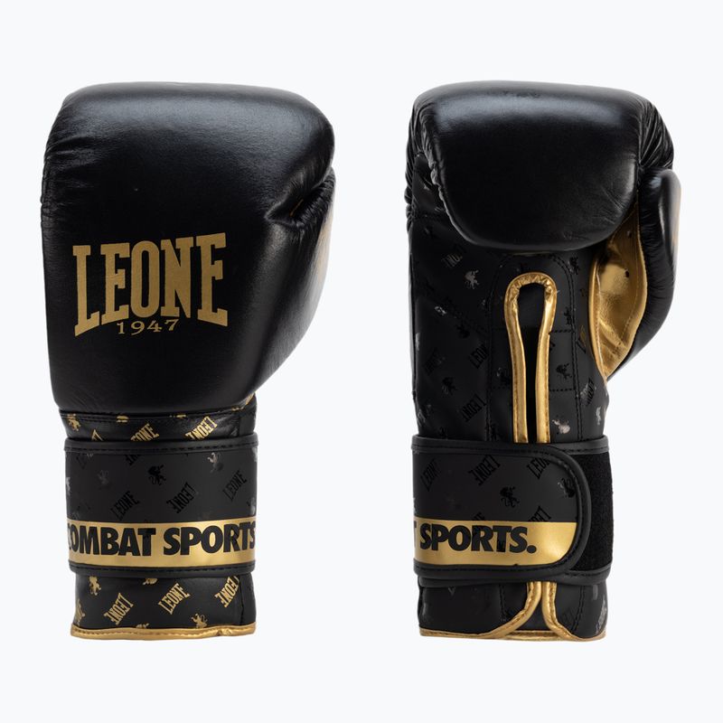 Боксови ръкавици Leone Dna в черно и златно GN220