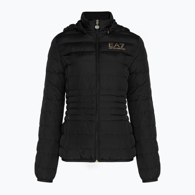 Дамско яке EA7 Emporio Armani Train Core Lady Eco Down Hoodie black/logo light gold