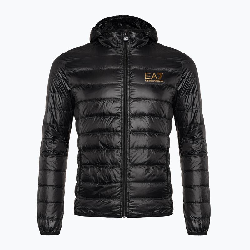 Мъжко яке EA7 Emporio Armani Train Core ID Down Light Hoodie black/gold logo 7