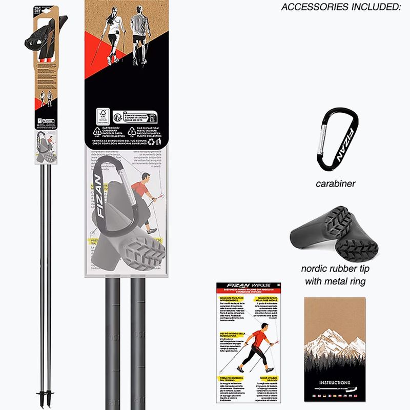 Пръти за скандинавско ходене Fizan Carbon Pro Impulse червени 9