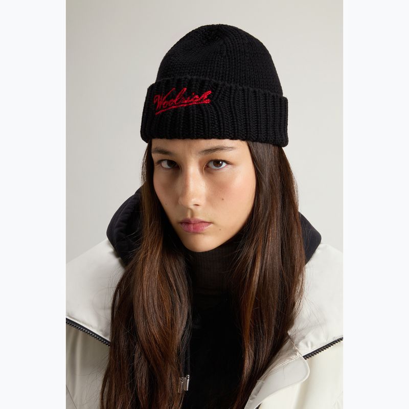 Мъжка зимна шапка Woolrich Merino Wool Logo Beanie black 5