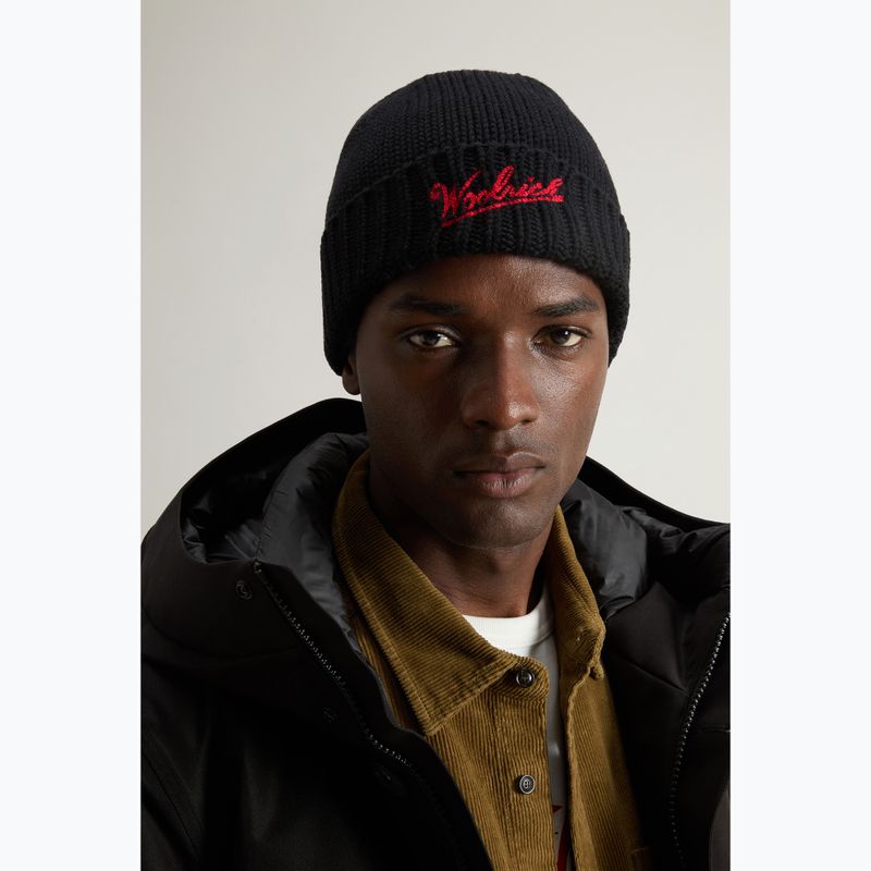 Мъжка зимна шапка Woolrich Merino Wool Logo Beanie black 6