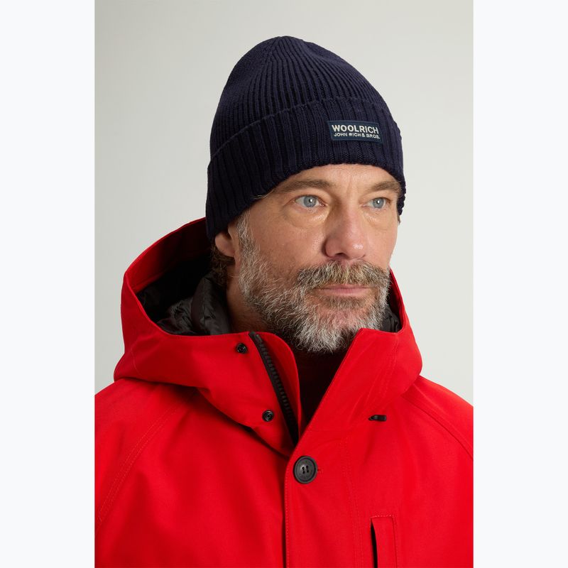 Мъжка зимна шапка Woolrich Legacy Patch Beanie melton blue 4