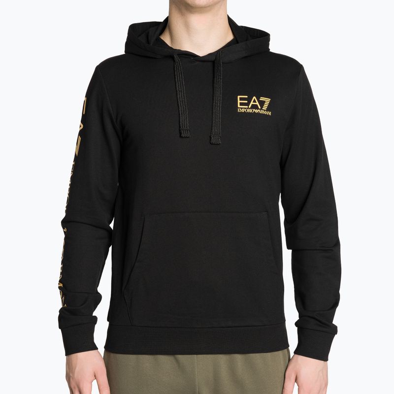 Мъжки суитшърт EA7 Emporio Armani Train Logo Series Hoodie Extended Logo Coft black/gold logo
