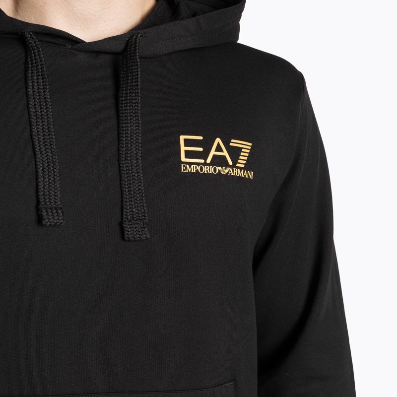 Мъжки суитшърт EA7 Emporio Armani Train Logo Series Hoodie Extended Logo Coft black/gold logo 3