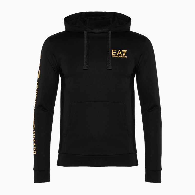 Мъжки суитшърт EA7 Emporio Armani Train Logo Series Hoodie Extended Logo Coft black/gold logo 5