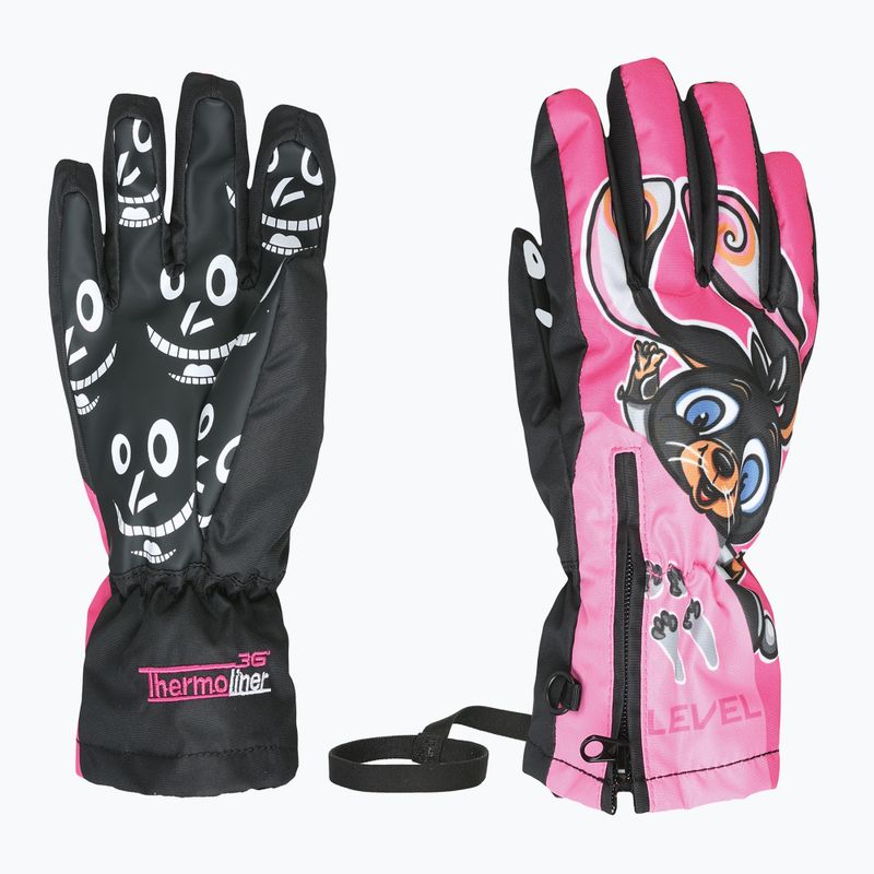 Детски скиорски ръкавици Level Lucky hot pink