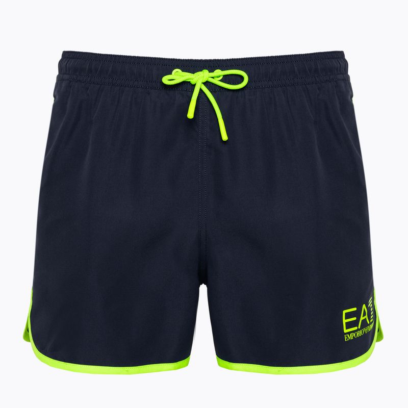 Мъжки шорти за плуване EA7 Emporio Armani Water Sports Core Piping blu navy/fluo lime