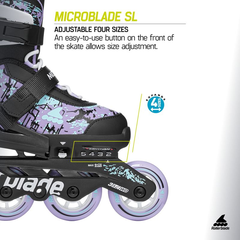 Детски ролери Rollerblade Microblade SL Jr black/lavender/light blue 9