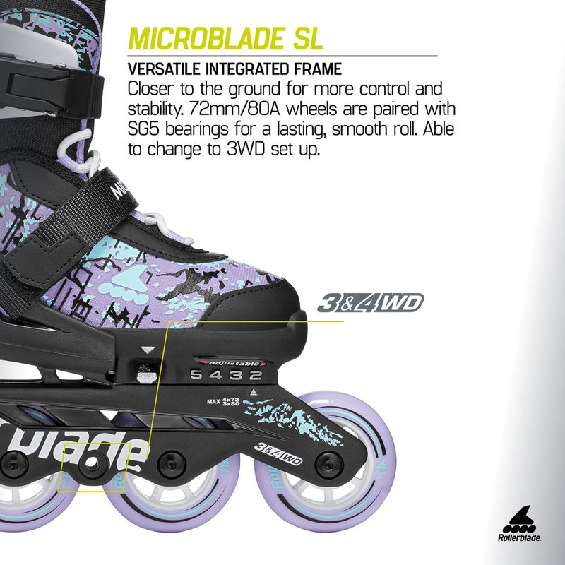 Детски ролери Rollerblade Microblade SL Jr black/lavender/light blue 10