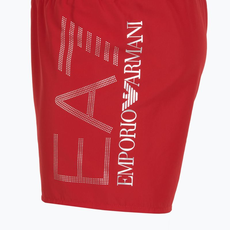 Мъжки EA7 Emporio Armani Къси панталони за плуване с голямо лого конно червено / сребърно 3