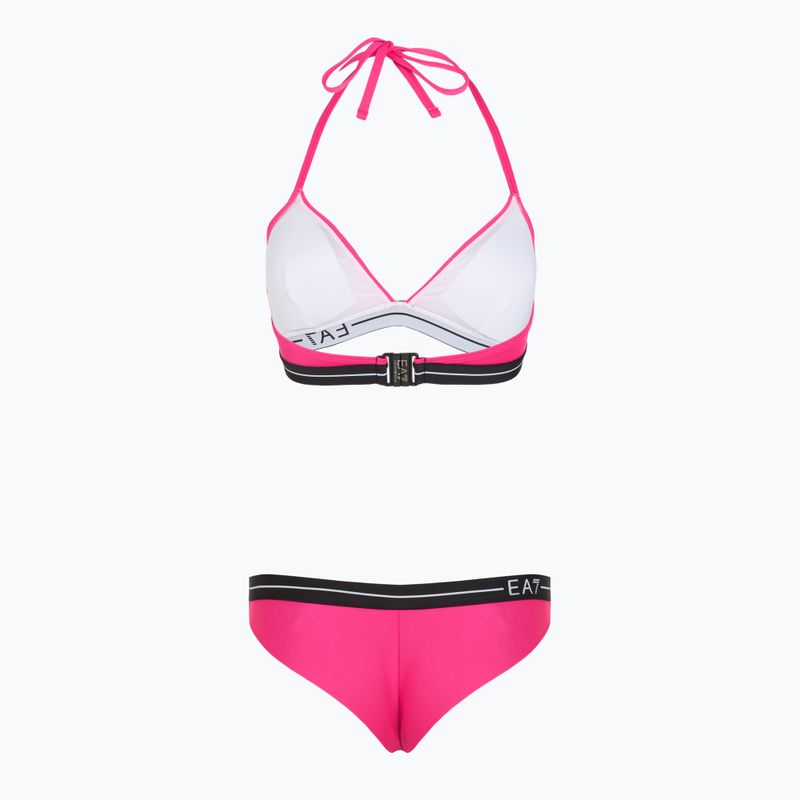 Дамски бански костюм от две части EA7 Emporio Armani Logo Tape Bikini Triangle neon pink 2