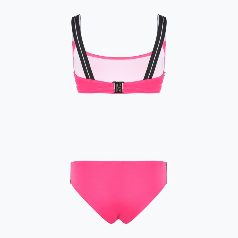 Дамски бански костюм от две части EA7 Emporio Armani Logo Tape Bikini Top neon pink 2