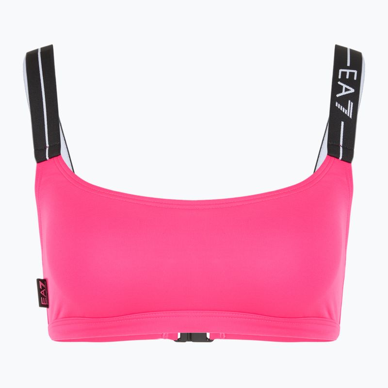 Дамски бански костюм от две части EA7 Emporio Armani Logo Tape Bikini Top neon pink 3