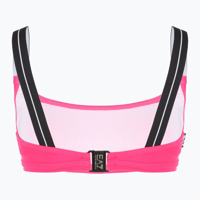 Дамски бански костюм от две части EA7 Emporio Armani Logo Tape Bikini Top neon pink 4