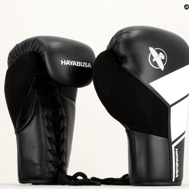 Hayabusa S4 Lace Up боксови ръкавици бели S4LACBG-BK 12