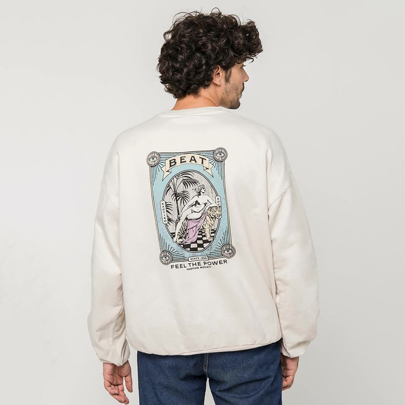 Мъжки суитшърт Kaotiko Washed Feel the Power ivory 3