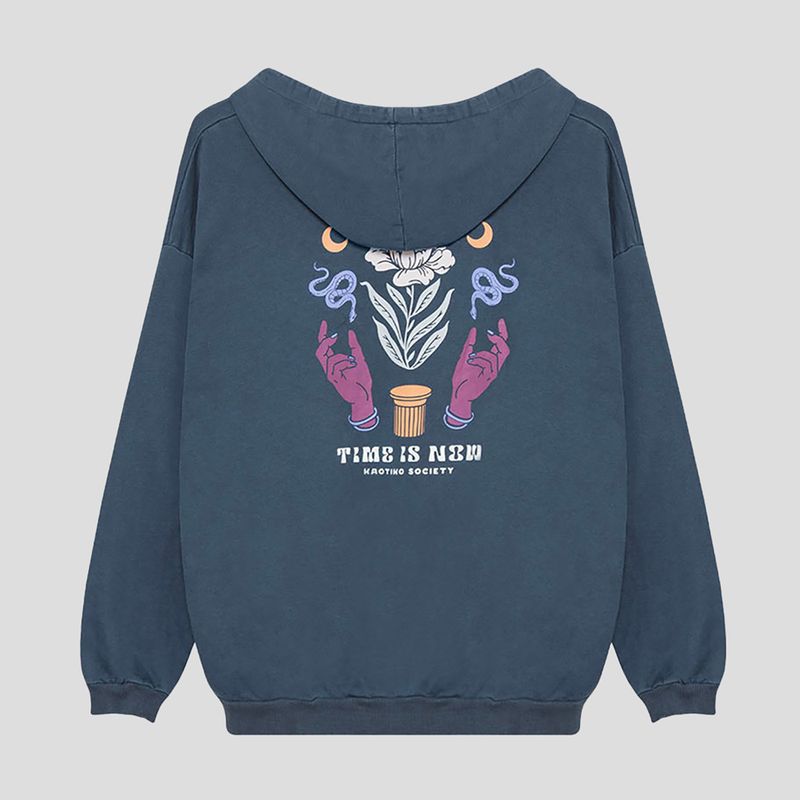 Дамски суитшърт Kaotiko Sud Cap Washed Time is Now marino 2