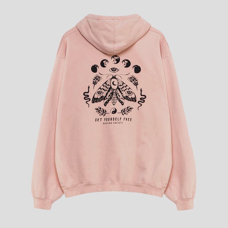 Дамски суитшърт Kaotiko Washed Moth pale pink 4