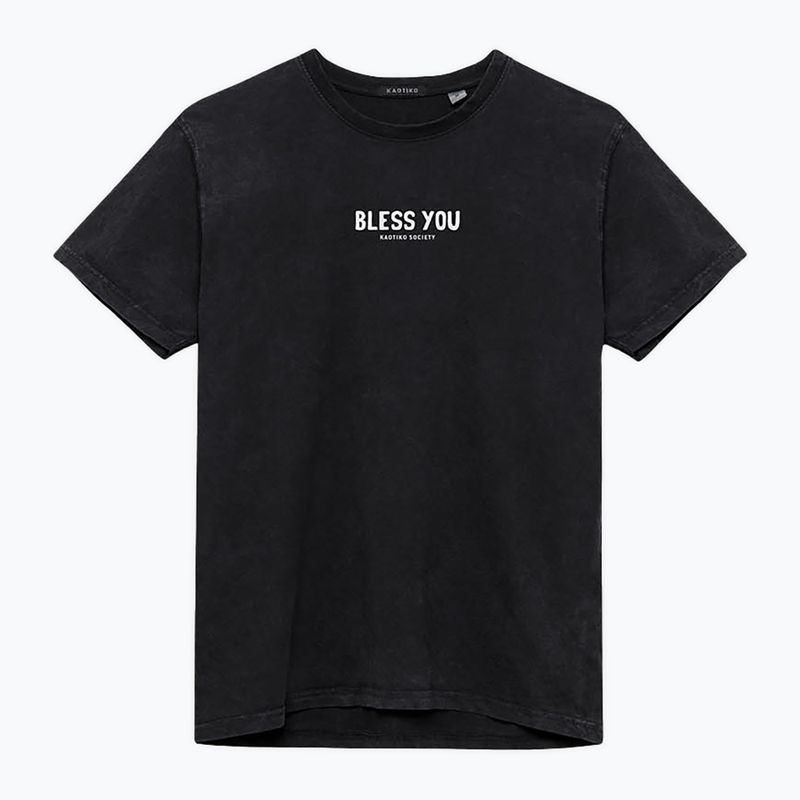 Дамска тениска Kaotiko Washed Bless You black 3